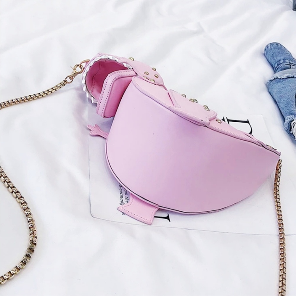 Dinosaur Purse Pink & Gold Hardware Crossbody Bag - Picture 5 of 8